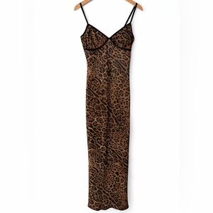 Leopard Print Satin Slip Maxi Dress | New Without Tags | Never Worn